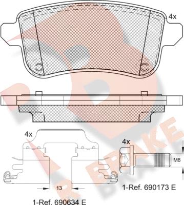 R Brake RB1904-203 - Kit pastiglie freno, Freno a disco autozon.pro