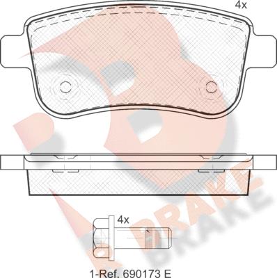 R Brake RB1904 - Kit pastiglie freno, Freno a disco autozon.pro