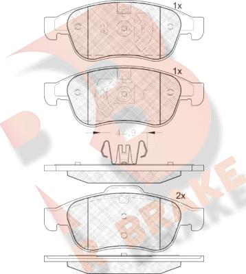 R Brake RB1915 - Kit pastiglie freno, Freno a disco autozon.pro