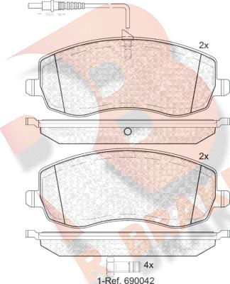 R Brake RB1912 - Kit pastiglie freno, Freno a disco autozon.pro