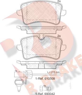 R Brake RB1986-203 - Kit pastiglie freno, Freno a disco autozon.pro