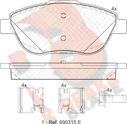 R Brake RB1925-201 - Kit pastiglie freno, Freno a disco autozon.pro