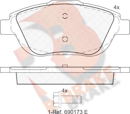 R Brake RB1925 - Kit pastiglie freno, Freno a disco autozon.pro