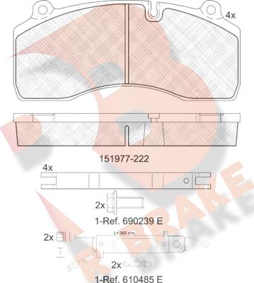 R Brake RB1977-222 - Kit pastiglie freno, Freno a disco autozon.pro