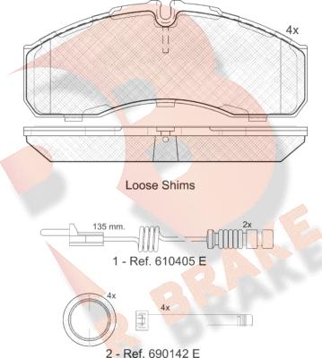 R Brake RB1499-203 - Kit pastiglie freno, Freno a disco autozon.pro