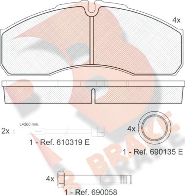 R Brake RB1499 - Kit pastiglie freno, Freno a disco autozon.pro