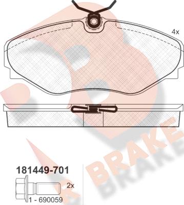 R Brake RB1449-701 - Kit pastiglie freno, Freno a disco autozon.pro