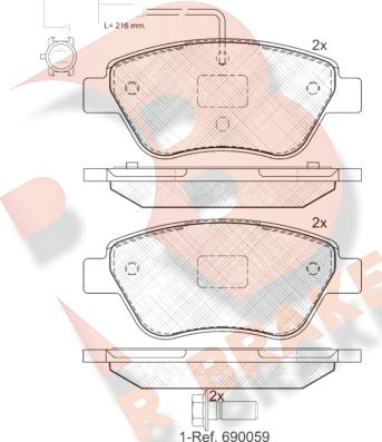 R Brake RB1444-203 - Kit pastiglie freno, Freno a disco autozon.pro