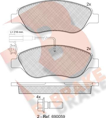 R Brake RB1445-203 - Kit pastiglie freno, Freno a disco autozon.pro