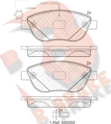 R Brake RB1440-203 - Kit pastiglie freno, Freno a disco autozon.pro