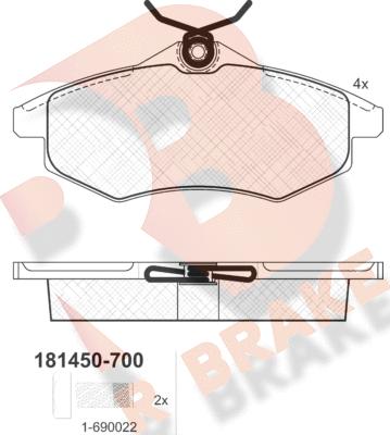 R Brake RB1450-700 - Kit pastiglie freno, Freno a disco autozon.pro