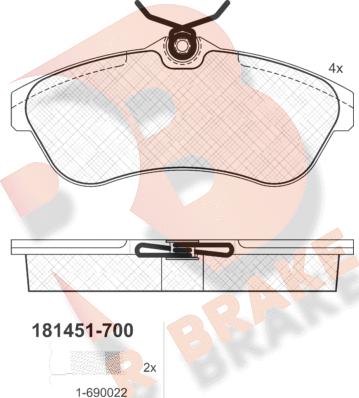 R Brake RB1451-700 - Kit pastiglie freno, Freno a disco autozon.pro