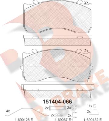 R Brake RB1404 - Kit pastiglie freno, Freno a disco autozon.pro