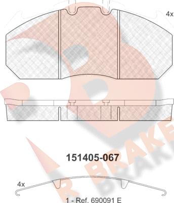 R Brake RB1405 - Kit pastiglie freno, Freno a disco autozon.pro