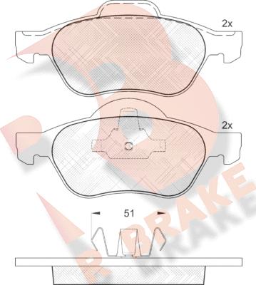 R Brake RB1431 - Kit pastiglie freno, Freno a disco autozon.pro