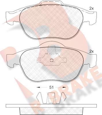 R Brake RB1432 - Kit pastiglie freno, Freno a disco autozon.pro