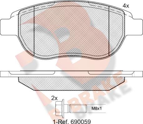 R Brake RB1429-400 - Kit pastiglie freno, Freno a disco autozon.pro