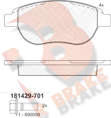 R Brake RB1429-701 - Kit pastiglie freno, Freno a disco autozon.pro