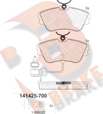 R Brake RB1425-700 - Kit pastiglie freno, Freno a disco autozon.pro