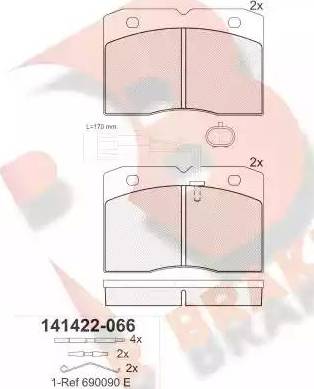 R Brake RB1422 - Kit pastiglie freno, Freno a disco autozon.pro