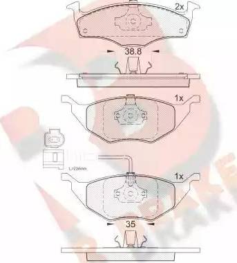 R Brake RB1594 - Kit pastiglie freno, Freno a disco autozon.pro