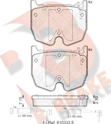 R Brake RB1591 - Kit pastiglie freno, Freno a disco autozon.pro