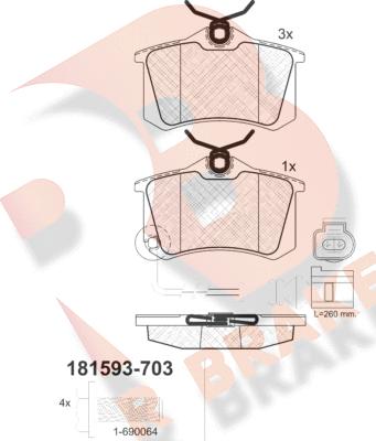 R Brake RB1593-703 - Kit pastiglie freno, Freno a disco autozon.pro