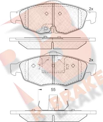 R Brake RB1559 - Kit pastiglie freno, Freno a disco autozon.pro