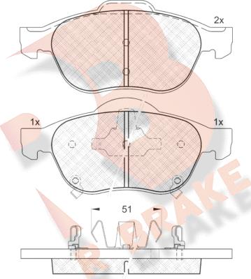 R Brake RB1556 - Kit pastiglie freno, Freno a disco autozon.pro