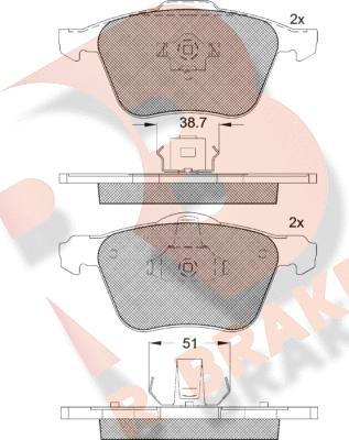 R Brake RB1551 - Kit pastiglie freno, Freno a disco autozon.pro