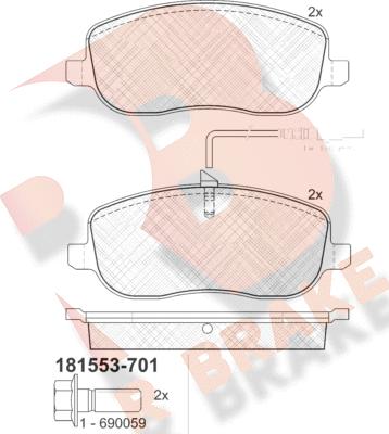 R Brake RB1553-701 - Kit pastiglie freno, Freno a disco autozon.pro