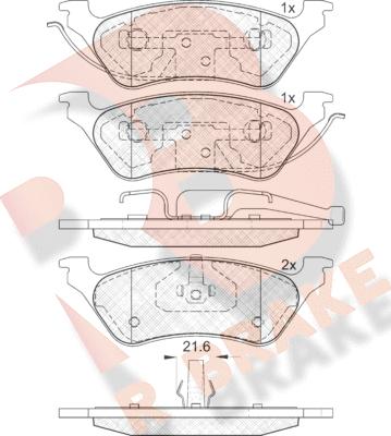 R Brake RB1564 - Kit pastiglie freno, Freno a disco autozon.pro