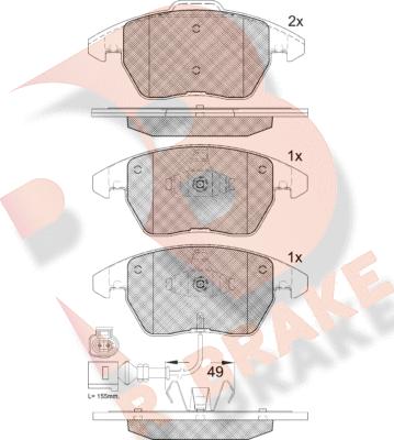 R Brake RB1567-208 - Kit pastiglie freno, Freno a disco autozon.pro