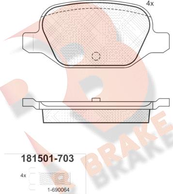 R Brake RB1501-703 - Kit pastiglie freno, Freno a disco autozon.pro