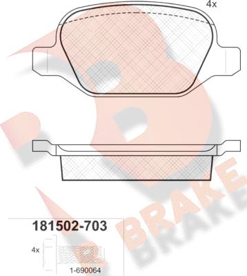 R Brake RB1502-703 - Kit pastiglie freno, Freno a disco autozon.pro