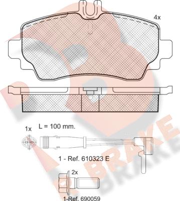 R Brake RB1516-701 - Kit pastiglie freno, Freno a disco autozon.pro