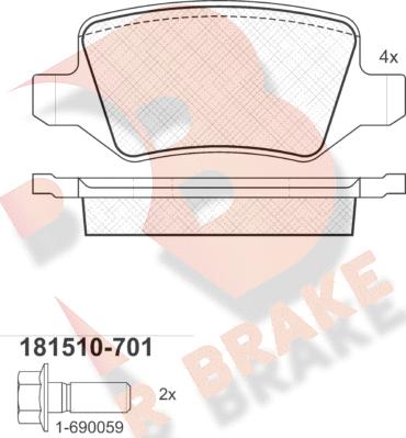 R Brake RB1510-701 - Kit pastiglie freno, Freno a disco autozon.pro