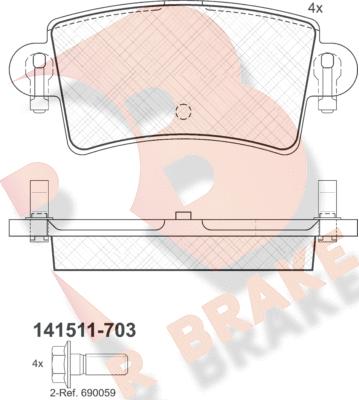 R Brake RB1511-703 - Kit pastiglie freno, Freno a disco autozon.pro