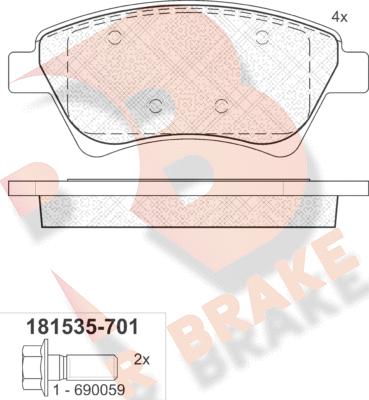 R Brake RB1535-701 - Kit pastiglie freno, Freno a disco autozon.pro