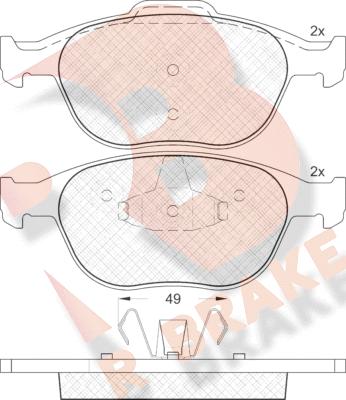 R Brake RB1537 - Kit pastiglie freno, Freno a disco autozon.pro