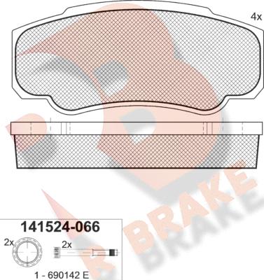 R Brake RB1524 - Kit pastiglie freno, Freno a disco autozon.pro