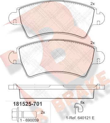 R Brake RB1525-701 - Kit pastiglie freno, Freno a disco autozon.pro