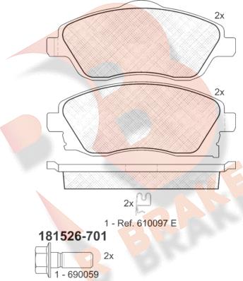 R Brake RB1526-701 - Kit pastiglie freno, Freno a disco autozon.pro