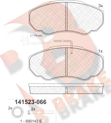 R Brake RB1523 - Kit pastiglie freno, Freno a disco autozon.pro