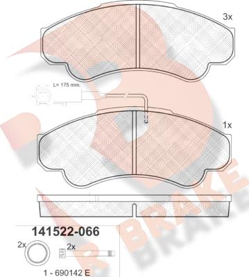 R Brake RB1522-066 - Kit pastiglie freno, Freno a disco autozon.pro