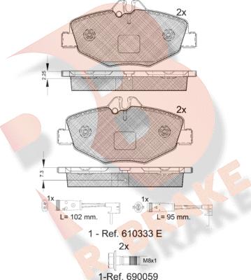 R Brake RB1527-701 - Kit pastiglie freno, Freno a disco autozon.pro