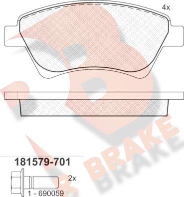 R Brake RB1579-701 - Kit pastiglie freno, Freno a disco autozon.pro