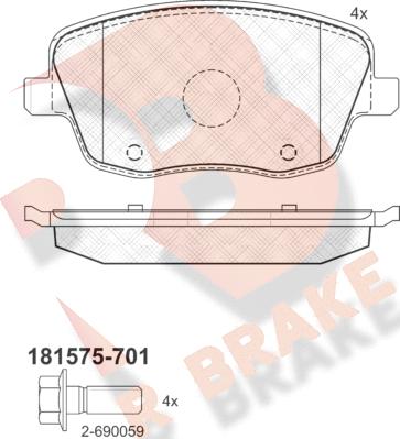 R Brake RB1575-701 - Kit pastiglie freno, Freno a disco autozon.pro