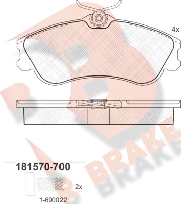 R Brake RB1570-700 - Kit pastiglie freno, Freno a disco autozon.pro