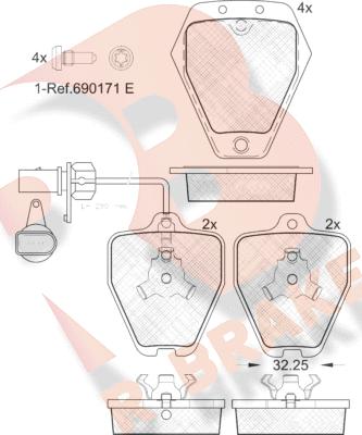 R Brake RB1694 - Kit pastiglie freno, Freno a disco autozon.pro